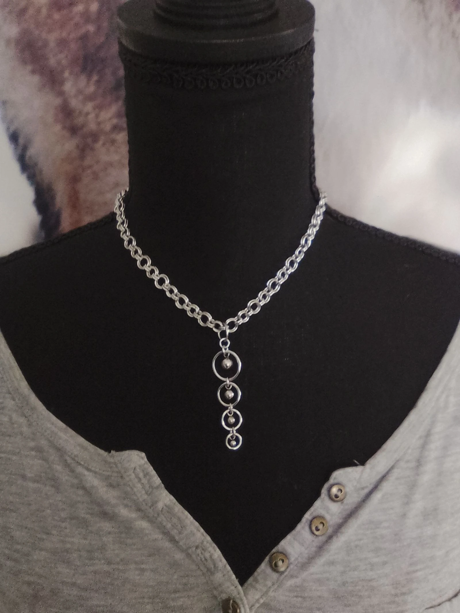 Collier Minimaliste avec pendentif chainmail japonais unisexe 